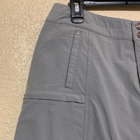 Isis Mini Skirt 8 Light Gray LOGO Pockets Stretchy  Zipper Buttons Nylon Spandex - Picture 3 of 12